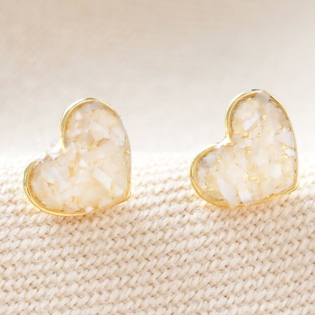 Shell Heart Stud Earrings in Gold Shell Heart Stud Earrings in Gold