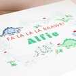 Close Up of Personalised Lid of Large Personalised Christmas Dinosaur White Wooden Box