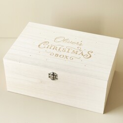 Personalised Name Christmas Wooden Hamper Box