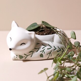 Small Ceramic Sleeping Fox Planter