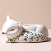 Small Ceramic Sleeping Fox Planter,  H6cm