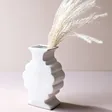Ceramic Art-Deco Scallop Edge Vase Filled With Dried Flowers