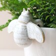 Ceramic Bee Planter Hanger Attached to White Plant Pot