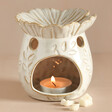 Ceramic Secret Garden Wax Melt Burner With a Lit Tealight and Wax Melts