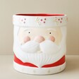 Large Ceramic Father Christmas Planter Against Natural Backdrop