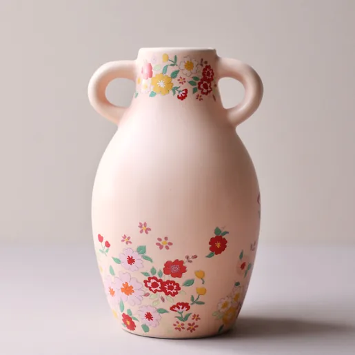 Florals on Back of Ceramic Lovely Nana Floral Vase