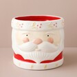 Small Ceramic Father Christmas Planter on Natural Background