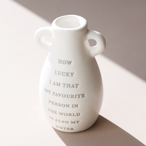 Empty Small Ceramic Sister Bud Vase in Shadow