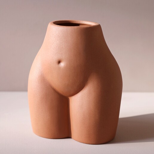 Small Porcelain Body Vase on beige background