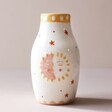 Sun and Moon Face Ceramic Posy Vase on Neutral Background