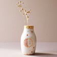 Sun and Moon Face Ceramic Posy Vase Filled With Dried Flowers