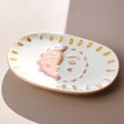 Sun and Moon Face Ceramic Trinket Dish Half in Shadow in Pink Surface