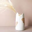 Textured Ceramic Cat Vase Filled With Dried Flowers