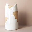 Textured Ceramic Cat Vase on Neutral Background