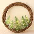 Battery Powered Woodland Tree Light Up Wreath With Lights On