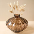 Smoke Fluted Ellipse Vase Filled With Dried Flowers