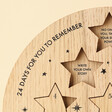 Close Up of Quote on Edge of Wooden Starry Affirmation Advent Calendar