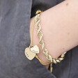 Lisa Angel Personalised Double Heart Charm Bracelet on Model