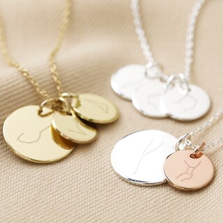 Personalised Family Constellation Disc Charm Necklace