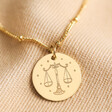 Gold Libra Pendant on Personalised Satellite Chain Zodiac Pendant Necklace