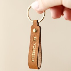 Personalised Leather Strap Keyring
