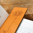 Close Up of Birth Flower on Personalised Name & Birth Flower Leather Bookmark