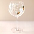 Personalised Floral Bumblebee Gin Glass on Neutral Background