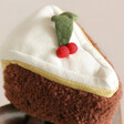 Top of Amuseable Slice of Christmas Cake from Jellycat with Holly Leaves 