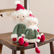 Jellycat Small Leffy Elf Soft Toy with Large Leffy Elf Soft Toy on Chair