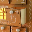 Close Up of Drawer From Wooden Gingerbread House LED Advent Calendar