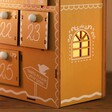 Window and Drawers on Wooden Gingerbread House LED Advent Calendar Lit Up