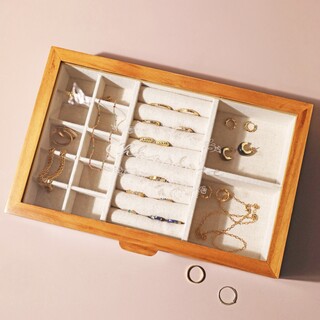 Personalised Large Glass Top Wooden Jewellery Box