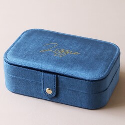 Personalised Velvet Rectangular Travel Jewellery Case
