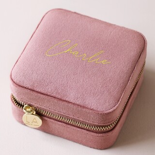 Personalised Velvet Square Travel Jewellery Case