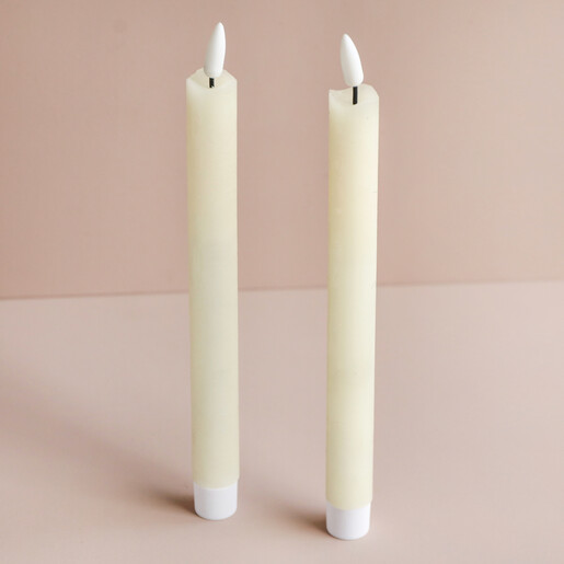 Set of 2 Cream LED Candles on Cream Background