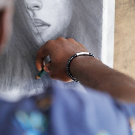 Lisa Angel Men's Black Woven Vegan Leather Bracelet with Shiny Clasp