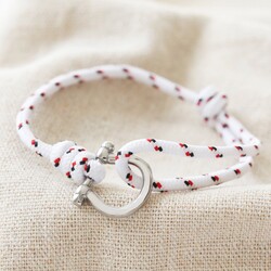 Men's Nautical Cord Stainless Steel Clasp Bracelet in White