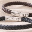 Personalised Men's Woven Bracelet with Magnetic Clasp in brown and black on beige fabric