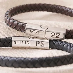 Personalised Men's Woven Bracelet with Magnetic Clasp