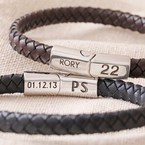 Personalised Men's Woven Bracelet with Magnetic Clasp