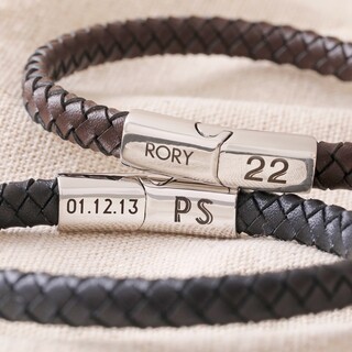 Personalised Men's Woven Bracelet with Magnetic Clasp