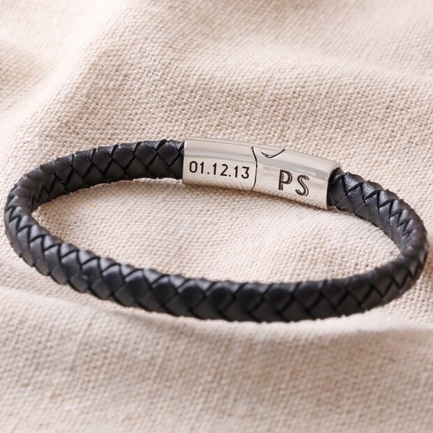 Personalised Men's Woven Bracelet | Magnetic Clasp | Lisa Angel