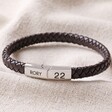 Personalised Men's Woven Valentine's Bracelet with Magnetic Clasp in Brown