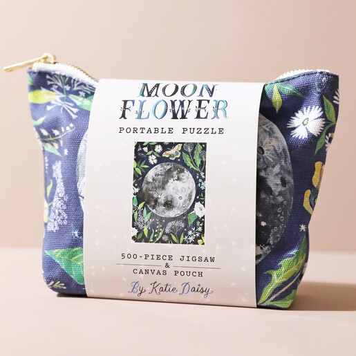Moon Flower Portable 500 Piece Jigsaw Puzzle on Neutral Background