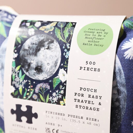 Information on Back of Moon Flower Portable 500 Piece Jigsaw Puzzle