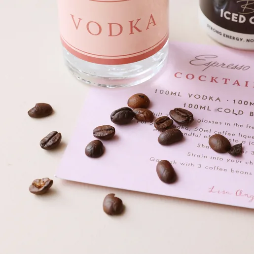 Coffee beans from the Espresso Martini Cocktail Kit