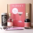 Personalised Espresso Martini Cocktail Kit with Contents Against Pink Background