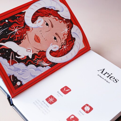 Inside Page of Cosmic Rituals Book Showing Aries Introductory Page