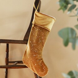Large Starry Gold Velvet Christmas Stocking