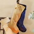 Personalised Constellation Starry Velvet Christmas Stockings in Gold and Navy